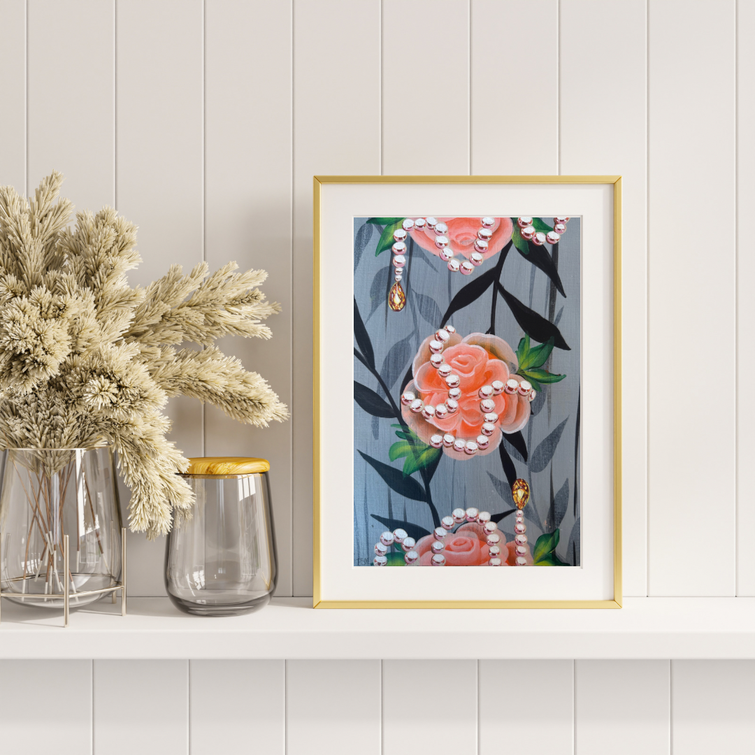 Handpainted Orange Rose on Canvas paper