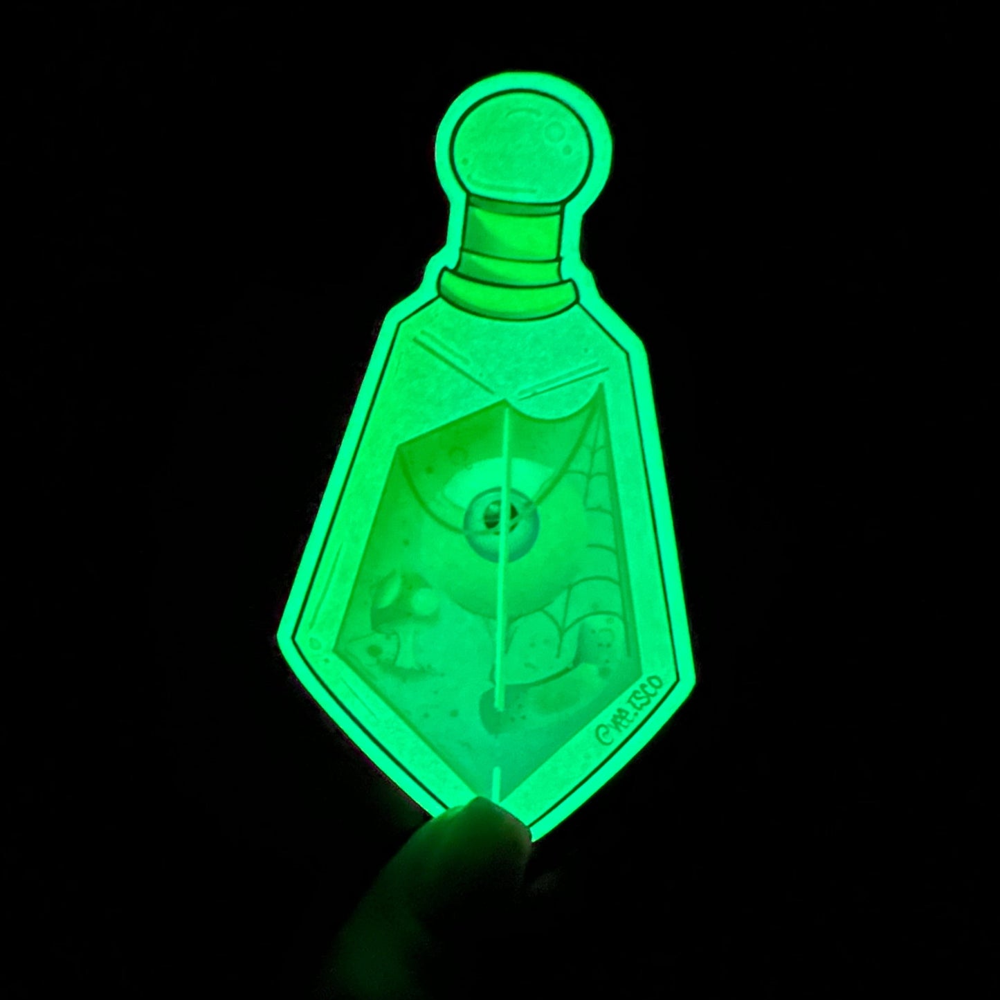 Glow in the Dark Green Potion Sticker | Dishwasher safe, Weather Resistant .