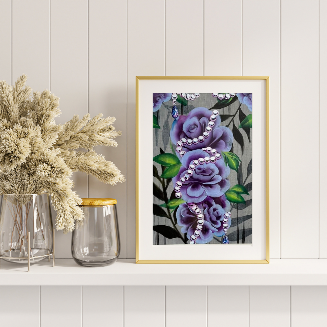 Rose Pearl Purple Hand Painted Original Painting | Wall Art