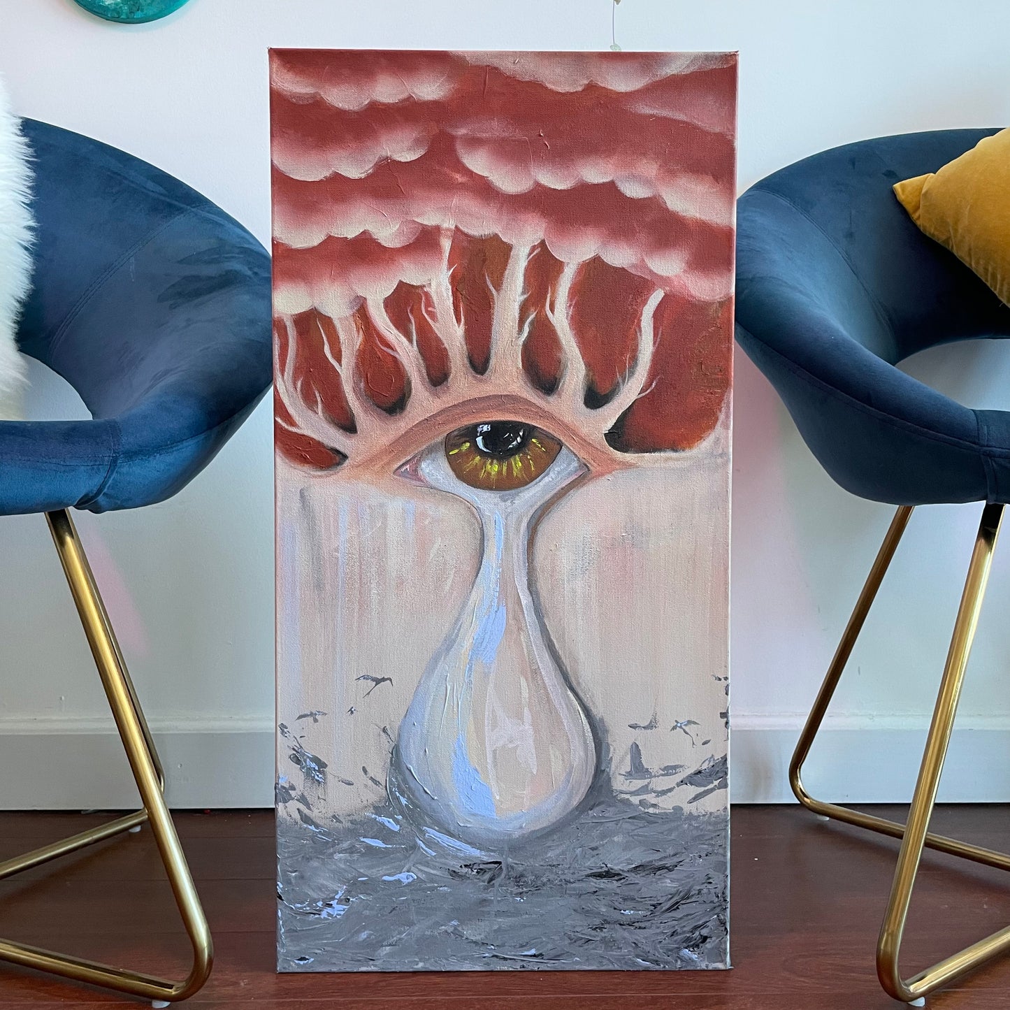 Crying Eye Acrylic Painting on Canvas | Wall Art