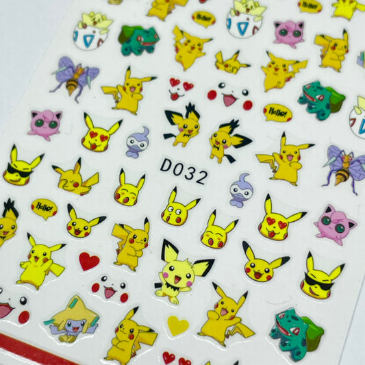 Pikachu & Friends Nail Art Sticker Decals